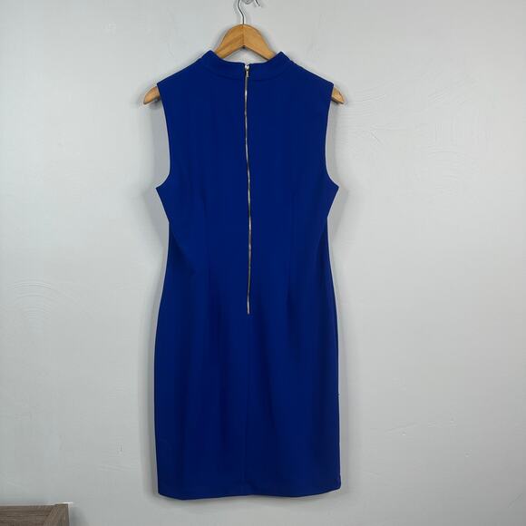 Calvin Klein Royal Blue V-Neck Keyhole Sheath Dress - Picture 7 of 7